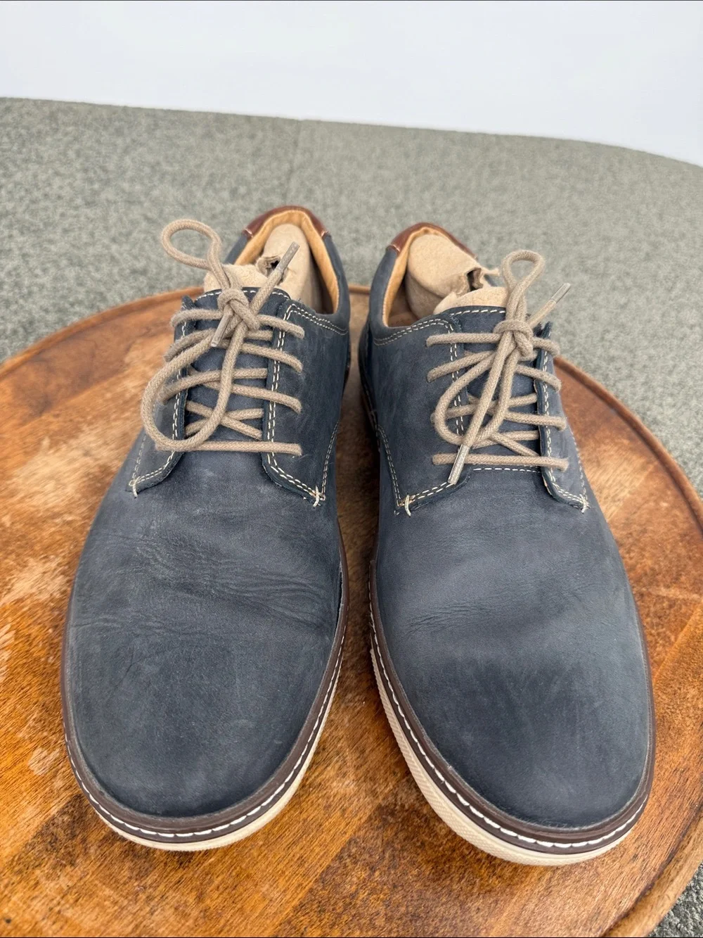 Johnston & Murphy Shoes Mens 9.5 Wide Blue Leather Lace Up Oxford Sneakers